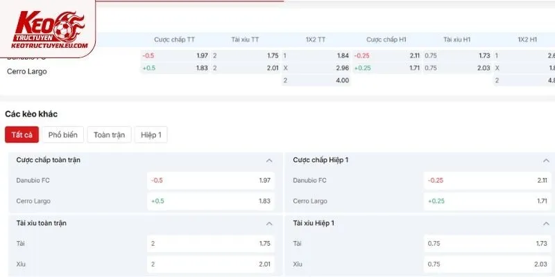 Góc nhìn soi kèo trận Danubio FC vs Cerro Largo